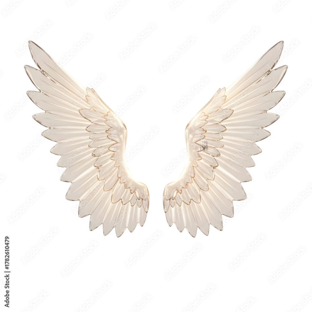 Fototapeta premium Angel wings spread open isolated on transparent background