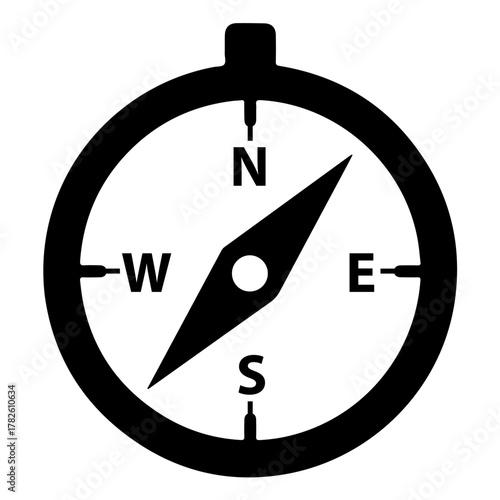 Always find your way with a classic compass pointing north for travel adventures and exploration