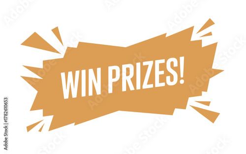 Explosive graphic announcing win prizes