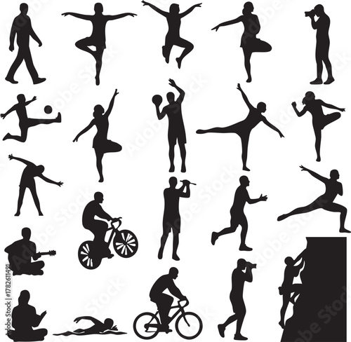 Human Poses & Actions Silhouette Sheet (21 unique)