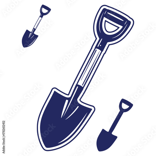 Illustration of Shovels in Various Sizes and Angles for Gardening Projects and Outdoor Activities