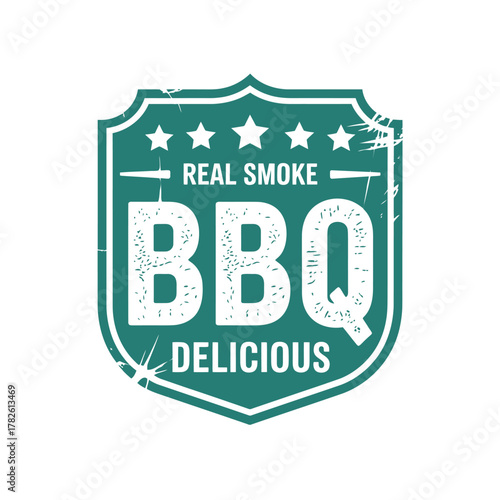 Vintage style real smoke delicious bbq emblem badge
