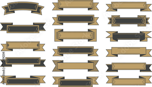 Classic vintage ribbon banner vector set for design elements