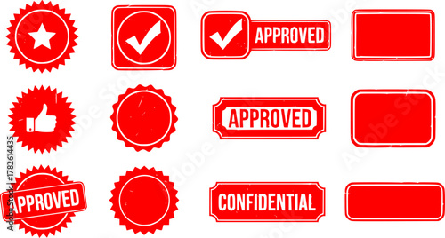 Approved stamp. Red grunge icon stamp illustration vector 