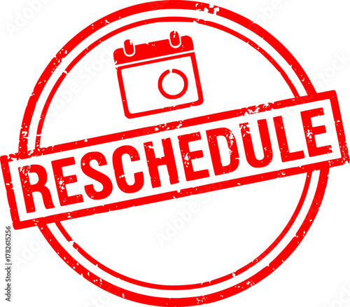 Reschedule stamp. Red grunge icon stamp illustration vector	