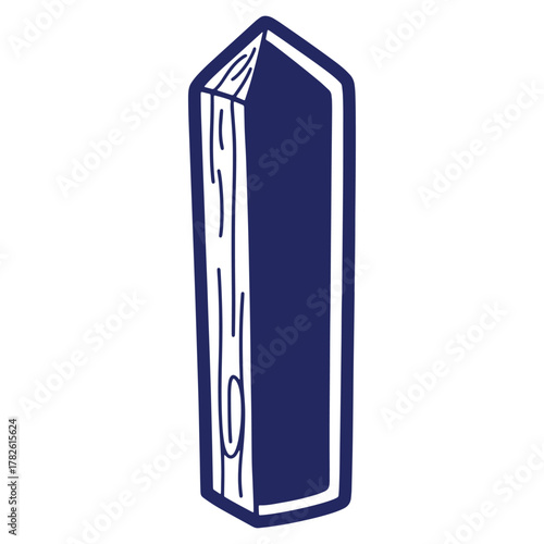 Stylized Wooden Obelisk Shape with Wood Grain Texture in Dark Blue for Design Elements