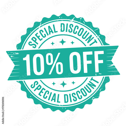 Green stamp style special discount 10 percent off sale badge