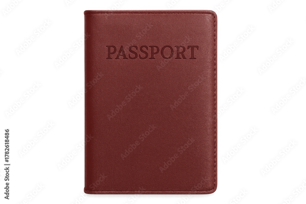Fototapeta premium Red passport travel document identity on transparent background