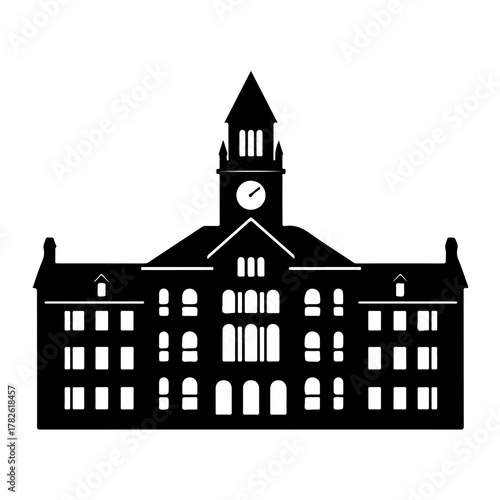 Discover iconic architecture with this silhouette of a classic historical building landmark on white