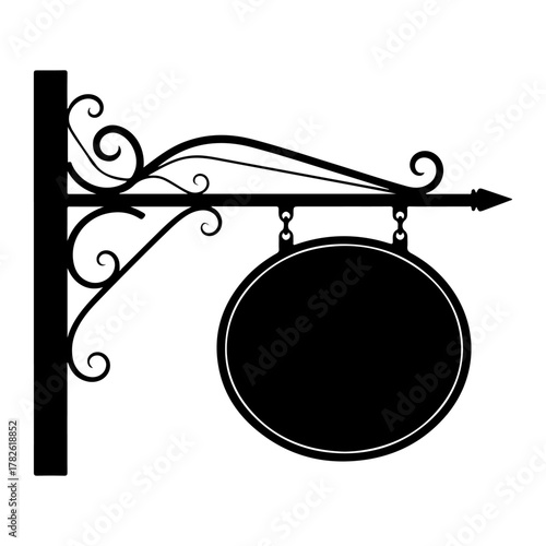 Design your brand with this elegant black iron sign perfect for cafes, boutiques, and vintage shops