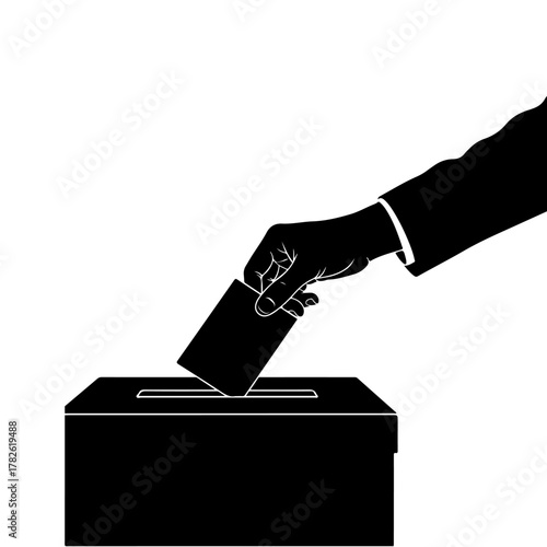 Casting a vote in the ballot box symbolizing democracy, elections, and civic duty