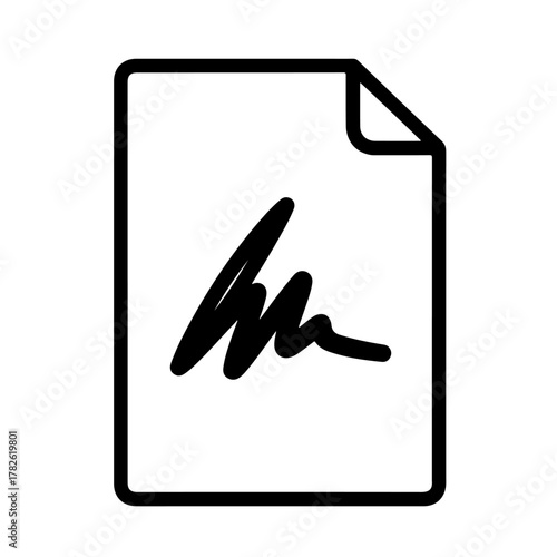 Signed document icon representing agreement, contract, or official approval for commercial use