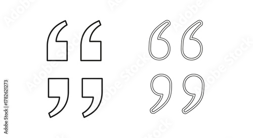 Simple black and white illustration of various quotation mark designs