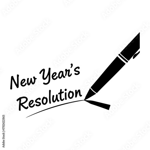 New Year's Resolution written with pen, goal setting for fresh starts, motivation and plans