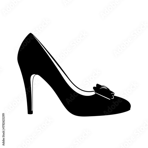 Elegant high-heeled shoe silhouette perfect for fashion, style, and design projects