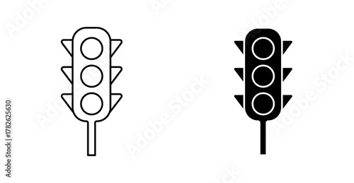 Traffic Lights Icon Set, Flat Vector Stoplight Symbols for Road, Transport, and Safety UI Design