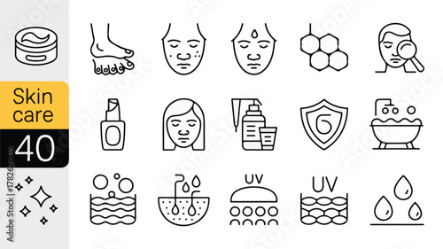 Skin Care and Dermatology Icon Set symbol cream