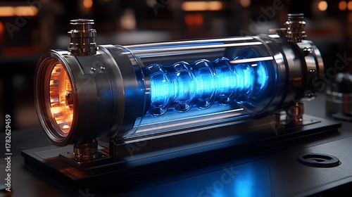 Futuristic energy device with glowing light.