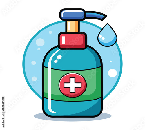 Alcohol-Free Gel Sanitizer for Kids Safe & Gentle Hygiene with Cross Emblem & Water Droplet, Ideal for Health & Cleanliness