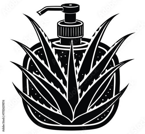 Aloe Vera Moisturizing Alcohol Gel Sanitizer Vector Icon Design