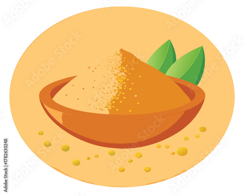Isolated vector illustration of a fresh sweet orange fruit slice on a white plate perfect for a breakfast food icon or clipart set