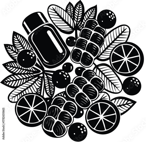 Black and white seamless flower pattern wallpaper