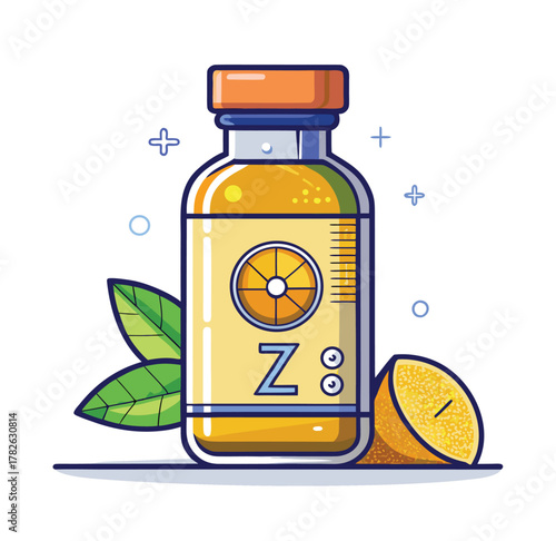 Brown medicine bottle with pills on a white background