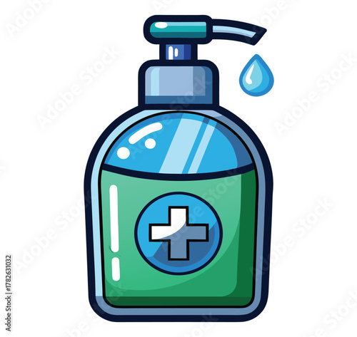 blue water bottle and tap vector illustration