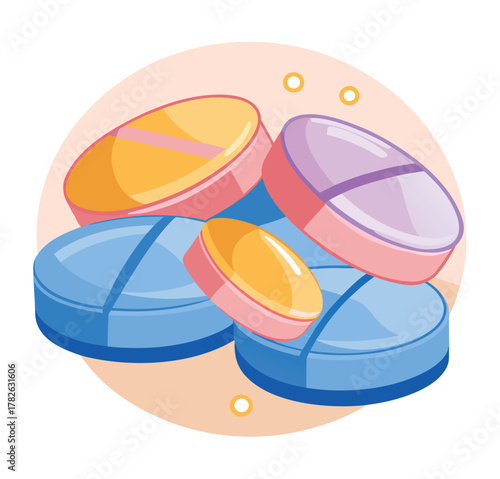 A Colorful Array of Pills and Tablets A Vector Illustration of Various Medication Forms in a Detailed and Illustrative Representation, Medical and Pharmaceutical Theme, Health and Wellness Focus