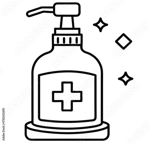 Chlorhexidine Sanitizer Icon Hospital-Grade Hygiene for Cleanliness and Germ Protection