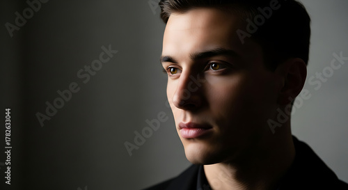 Dramatic Portrait of Young Man with Side Lighting