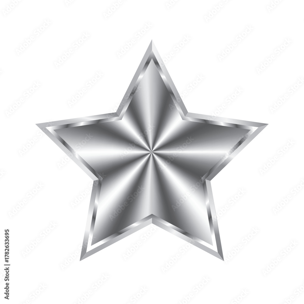 Fototapeta premium Silver color star design decorated on white background