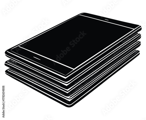 Stacked Tablets A Multilayered Technology Concept on White Background for Tech and Communication Needs