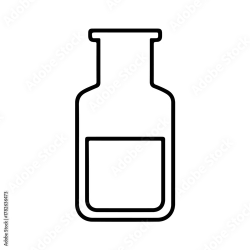 Simple outline of a laboratory flask with liquid, perfect for science and education concepts