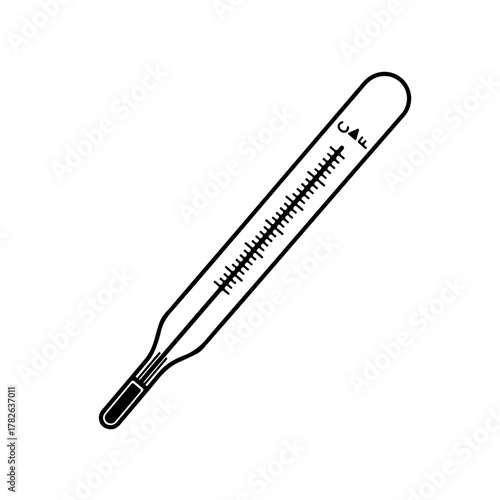 Classic mercury thermometer with precise temperature scale for medical and scientific use