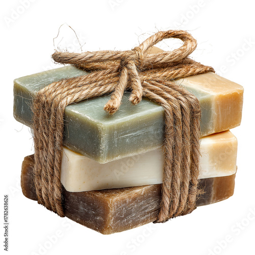 Handmade Soap Bars Wrapped With Twine for a Natural and Rustic Gift Idea