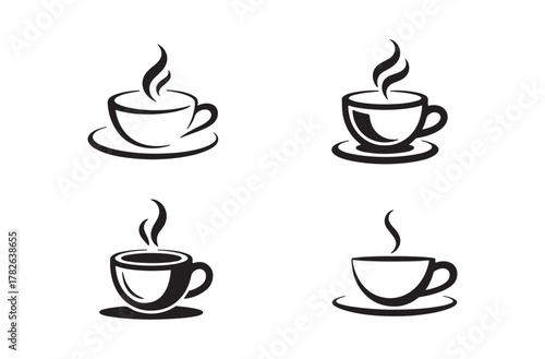 Tea & Coffee Cup Silhouette Vector Icon. Hot Beverage, Cafe, Drink, Editable EPS & AI.