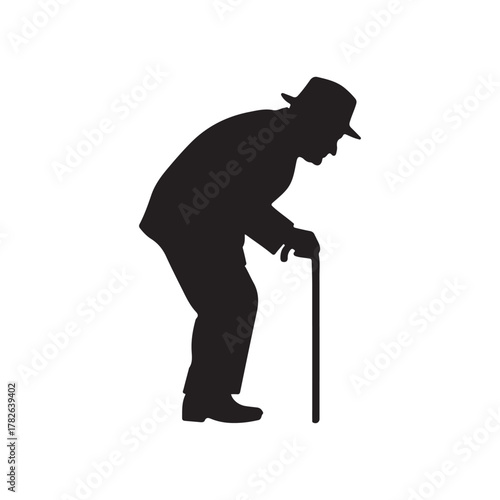 Old man silhouette icon vector flat illustration