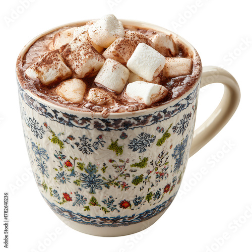 Warm Peppermint Hot Chocolate in a Decorative Mug on a Cozy Winter Day