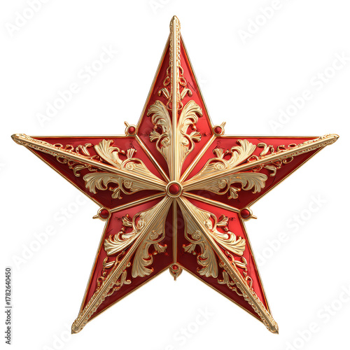 Beautiful Red and Gold Star Ornament for Holiday Decorations in Festive Settings