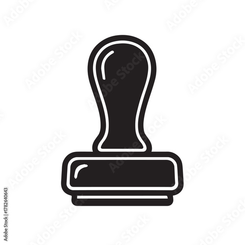 Black rubber stamp icon isolated on white background, representing approval