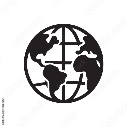 Globe icon representing world isolated on white background for global use