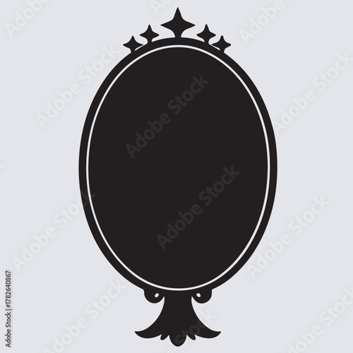 lucid mirror silhouette vector art illustration, vintage frame with golden mirror