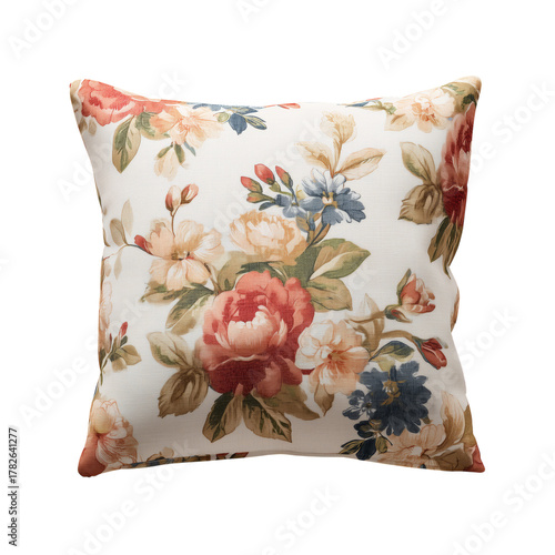 Beautiful Floral Pillow on a Cozy Couch in a Bright Living Room Setting