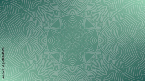 Round mandala on colorfull gradient background. Translucent mesh pattern in the form of a mandala. Mandala with floral patterns. Pastel Yoga template. Gradient background with round mandala