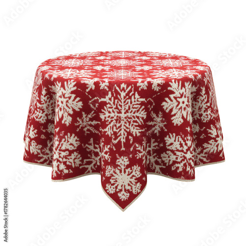 Decorative Red Snowflake Tablecloth Perfect for Winter Gatherings and Festive...