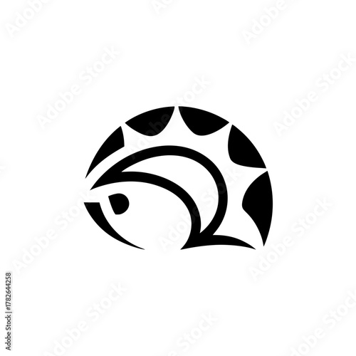 Stylized hedgehog black drawing on transparent background silhouette