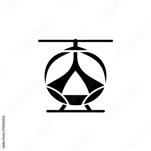 Abstract geometric helicopter icon on transparent background silhouette