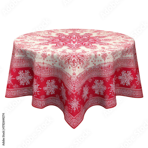 Decorative Red Tablecloth With Snowflake Design for Winter Gatherings and Hol...