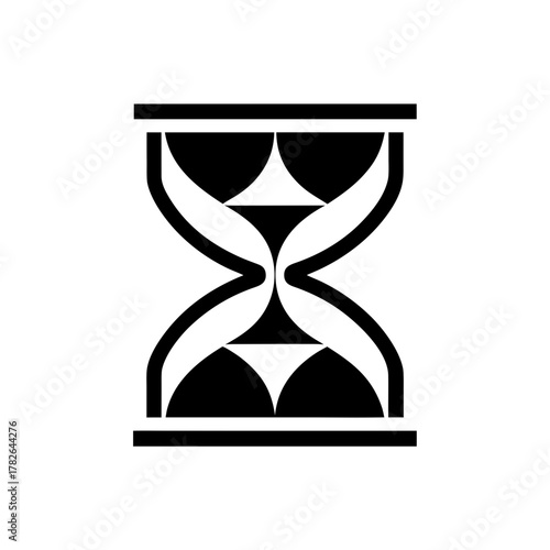 Stylized hourglass in black color on transparent background silhouette
